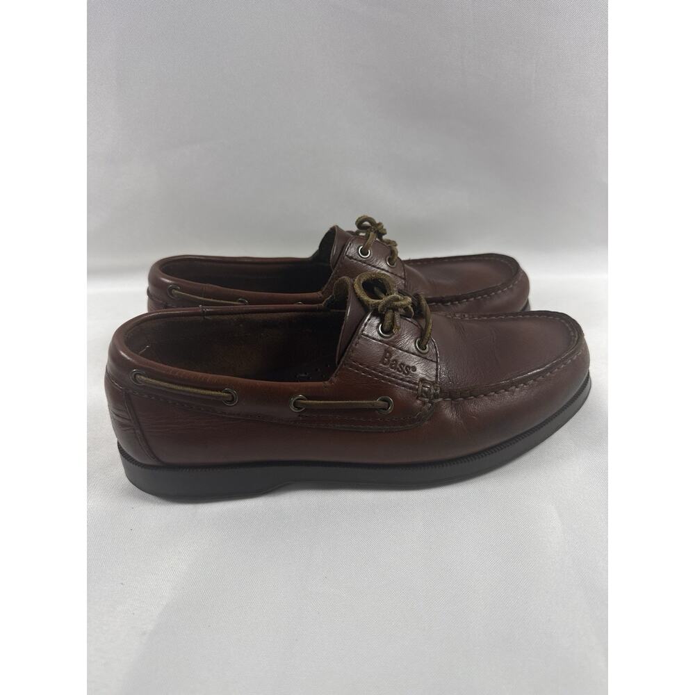 Bass Leather Boat Shoes Brown Moc Toe Men’s Size 8 Wide Casual Loafers
